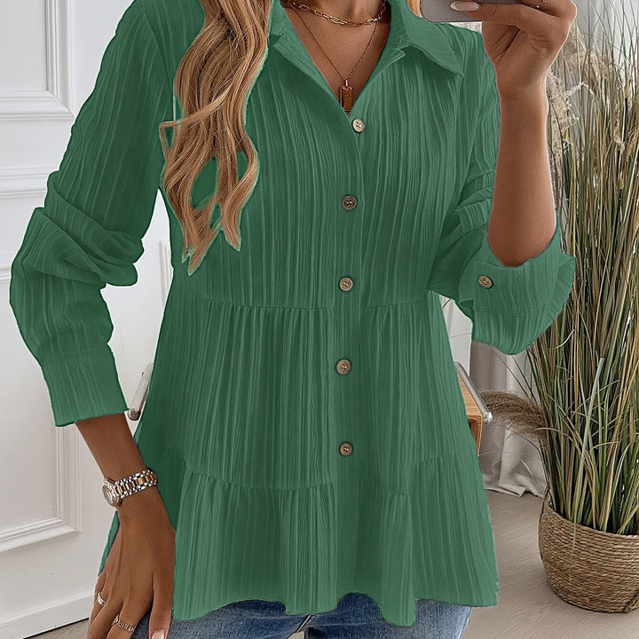 Flowy Women's Tunic Blouse with Button Front - Lightweight and Versatile
