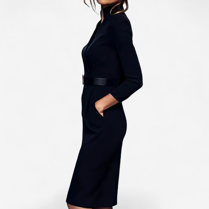 Elegant Belted Women's Dress