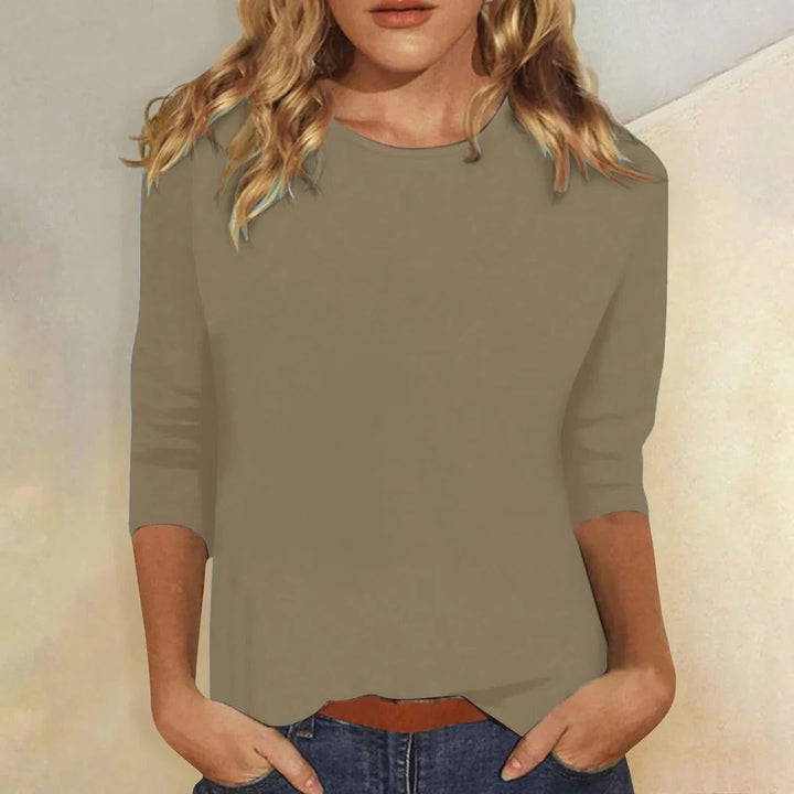 Casual Women's Crew Neck 3/4 Sleeve Everyday Top