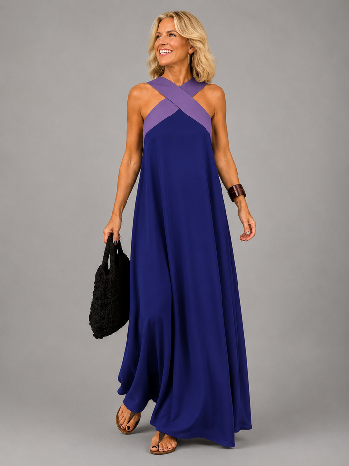 Elegant Cross-Neckline Women's Maxi Dress