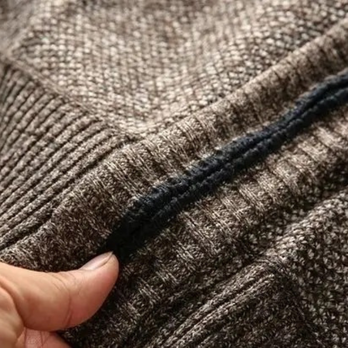 Men's Plaid Knit Jacket with Lining