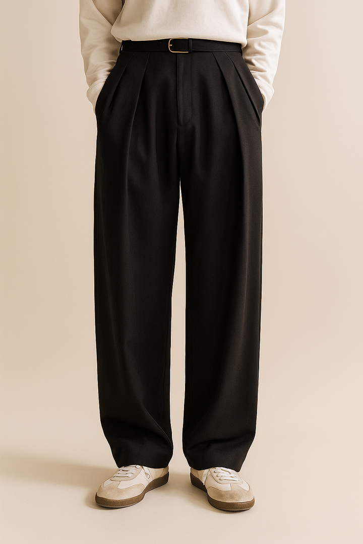 Men's Elegant High-Waisted Pleated Dress Pants