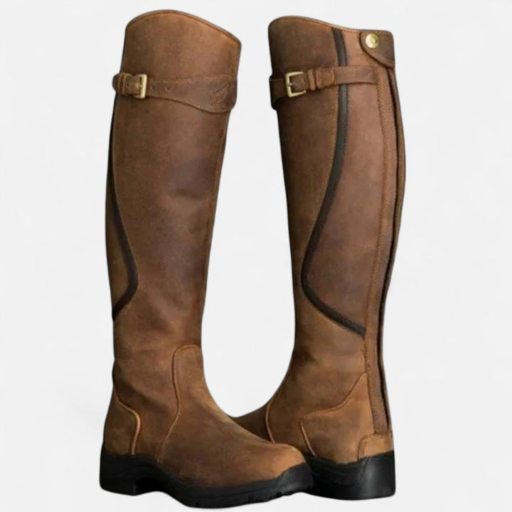 Elegant Women's Knee-High Heeled Boots - PU Leather