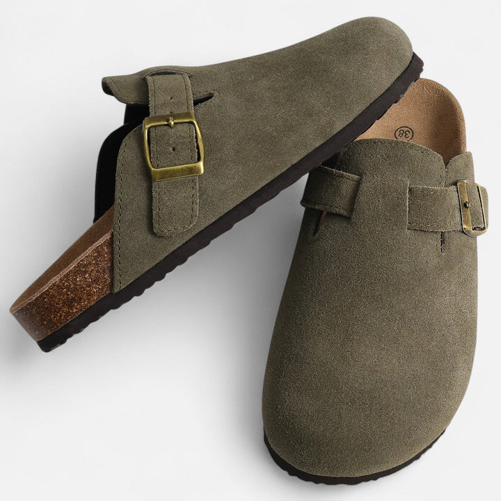 Men's Suede Slide Sandals with Cork Footbed