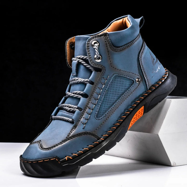 Men's Premium Leather High-Top Sneakers - Waterproof and Breathable