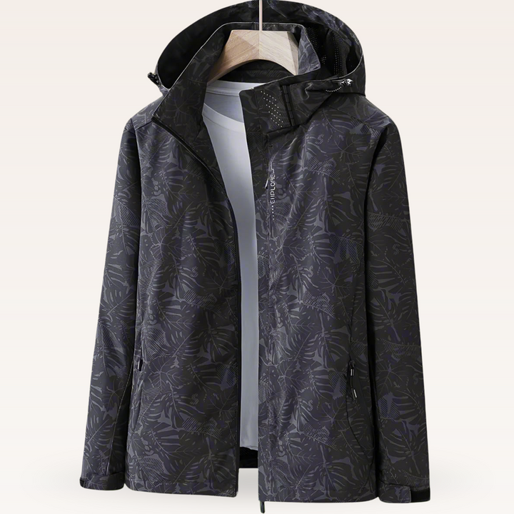Waterproof Women's Summer Jacket with Leaf Print - Lightweight and Breathable