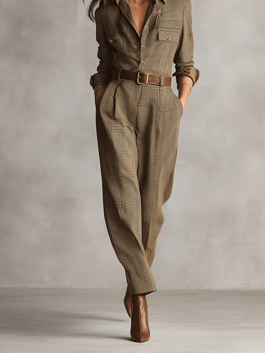 Elegant Checkered Women Jumpsuit