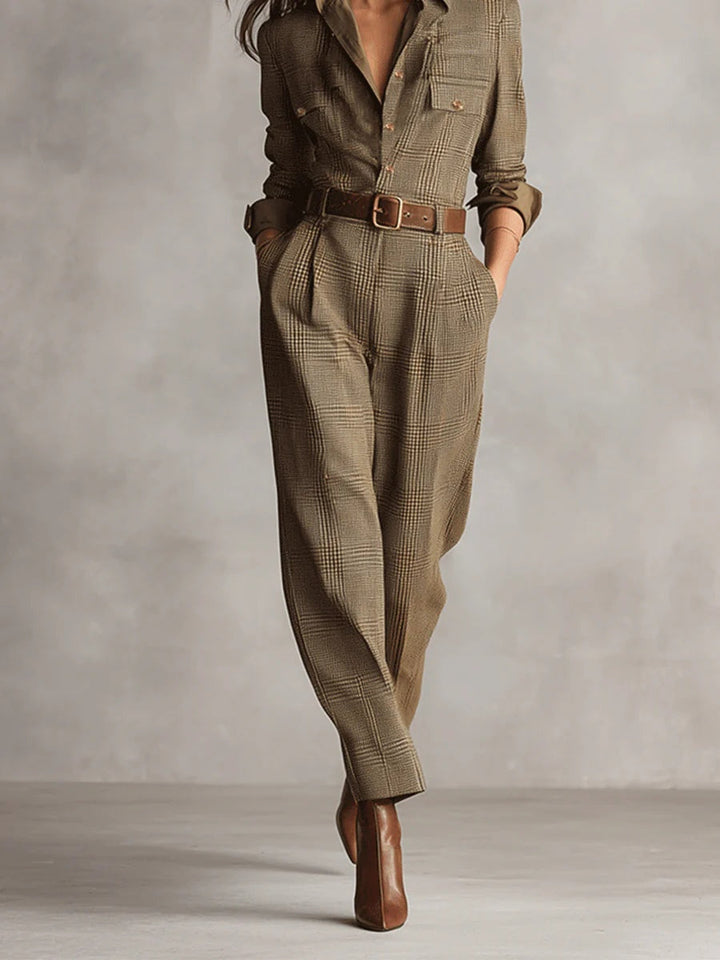 Elegant Checkered Women Jumpsuit