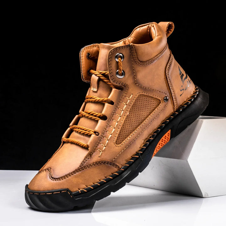 Men's Premium Leather High-Top Sneakers - Waterproof and Breathable