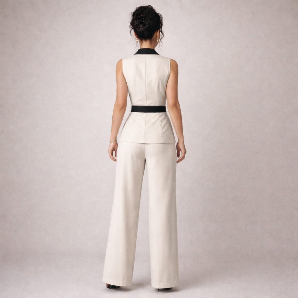 Women's white set color detail — elegant — Angela Formal 2-Piece Set — Sonverdano