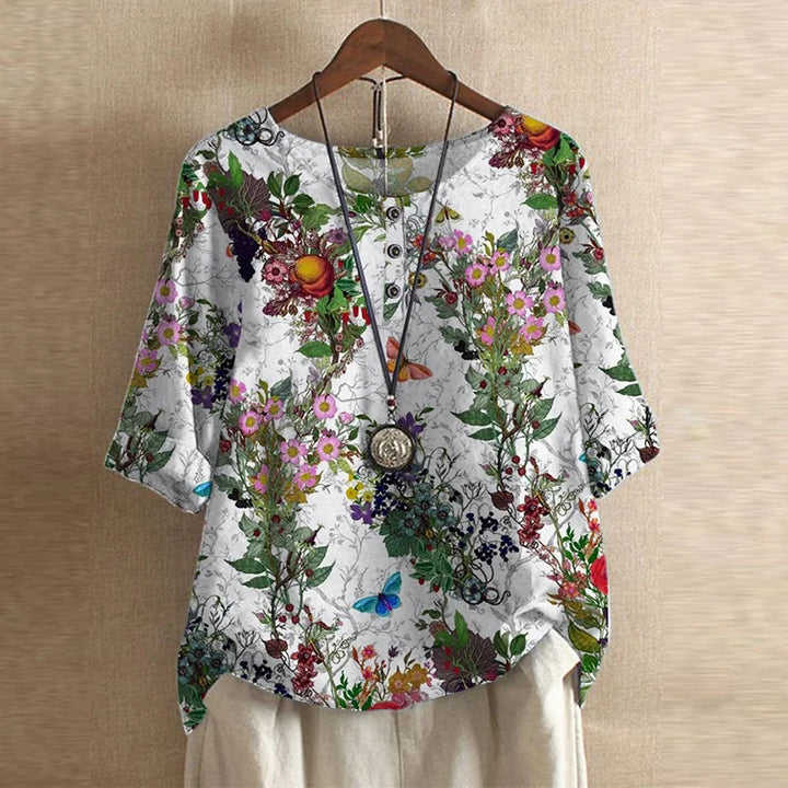 Elegant Retro-Inspired Women's Floral Blouse