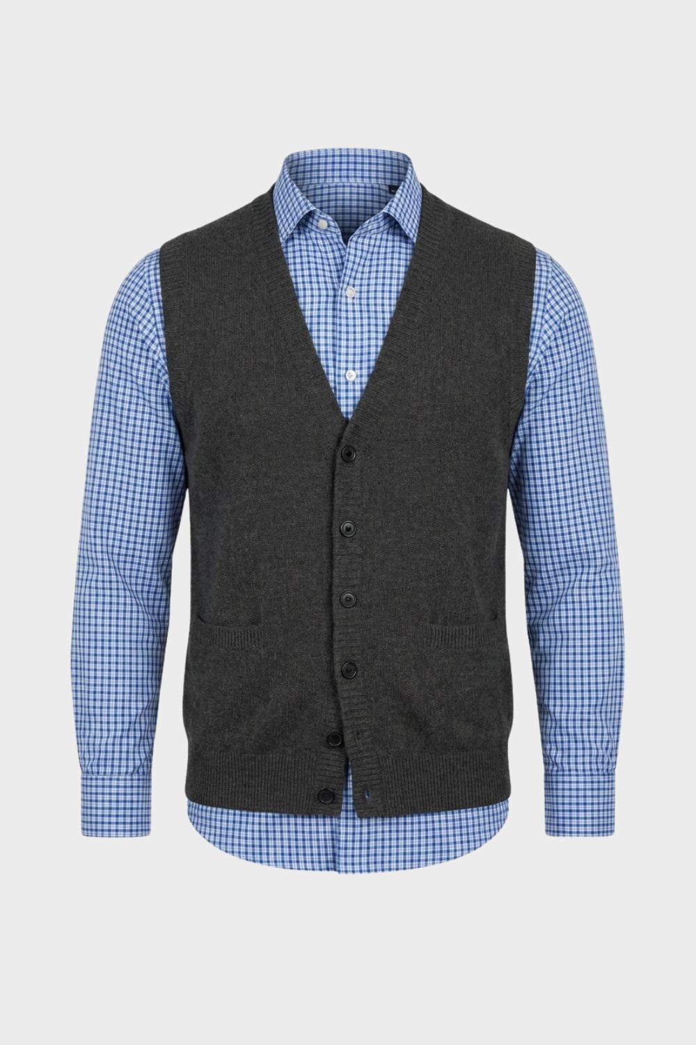 Classic V-Neck Men's Knit Vest with Button Front