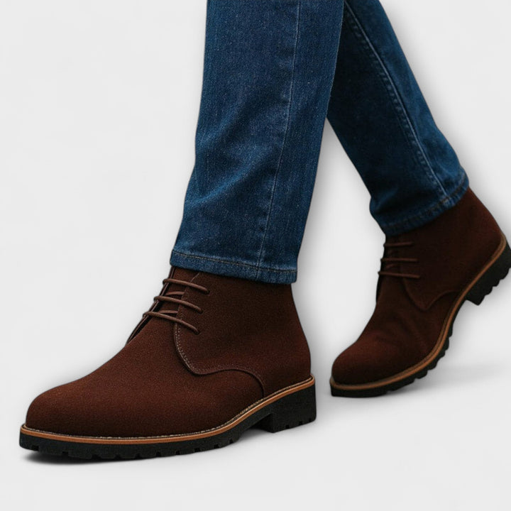 Classic Men's Chukka Boots - Ankle-High Lace-Up Boots with Non-Slip Sole