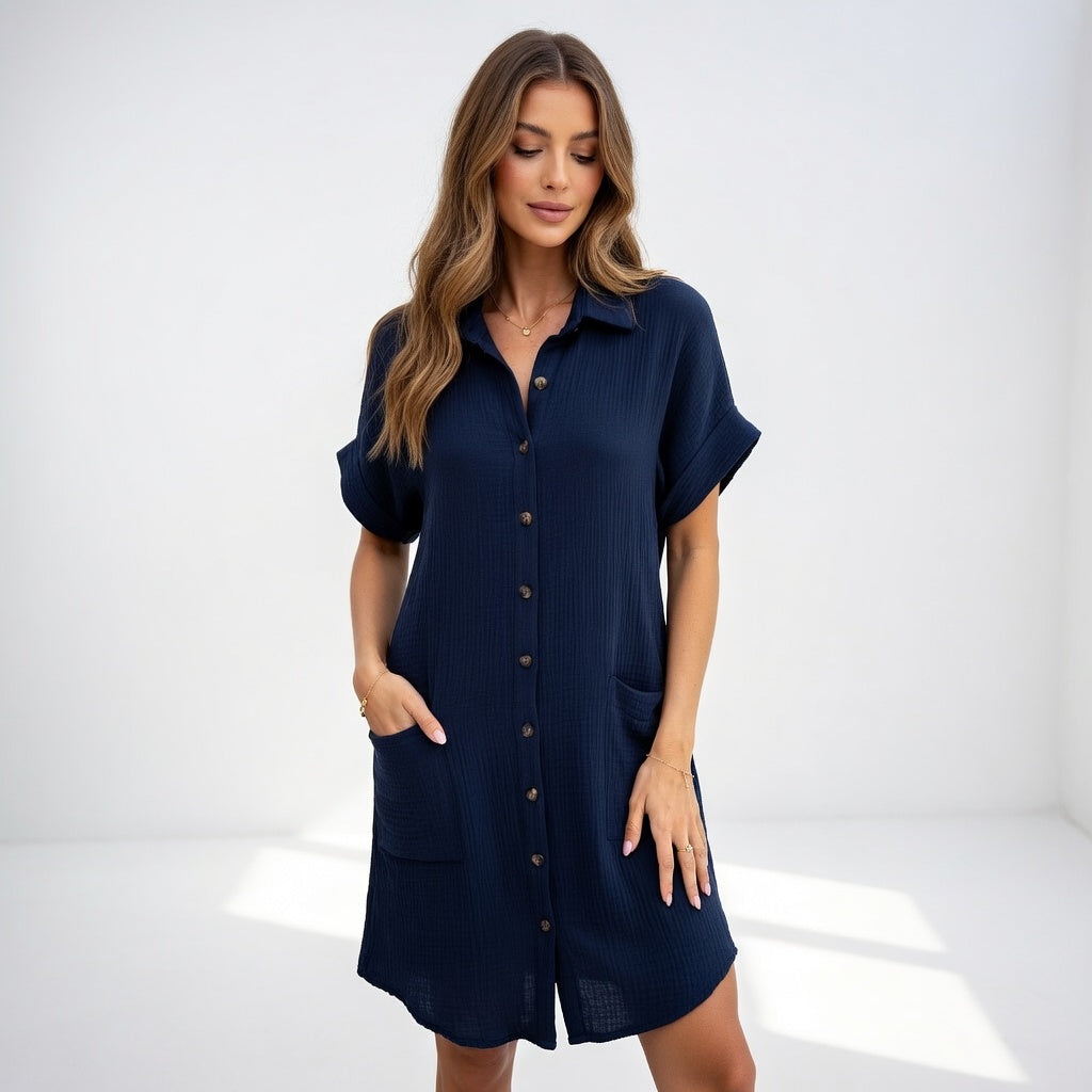 Chic Effortless Women Shirt Dress