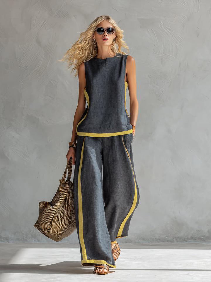 Elegant Wide Leg Women's Two Piece Summer Set