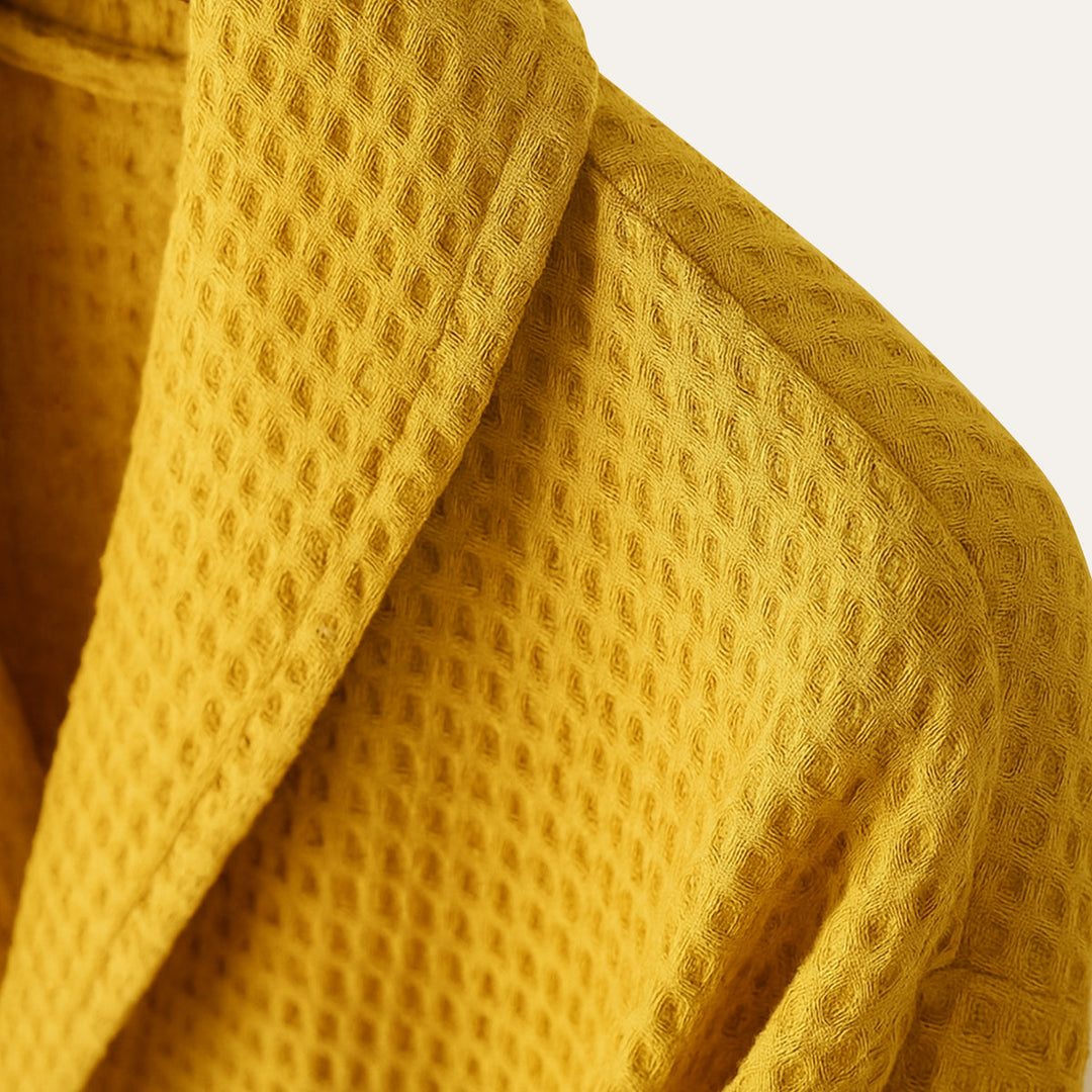 Lightweight Cotton Waffle Men's Spa Bathrobe with Belt
