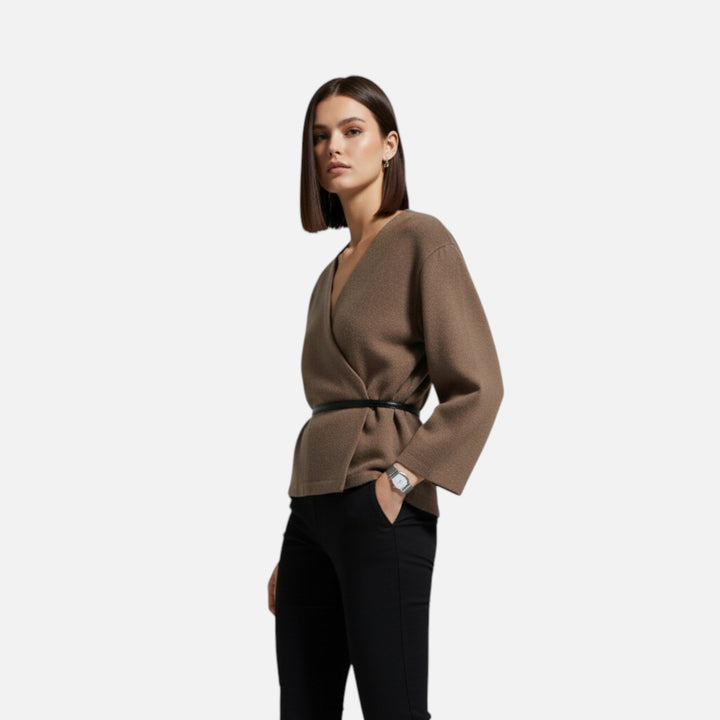 Elegant Belted Wrap Sweater for Women