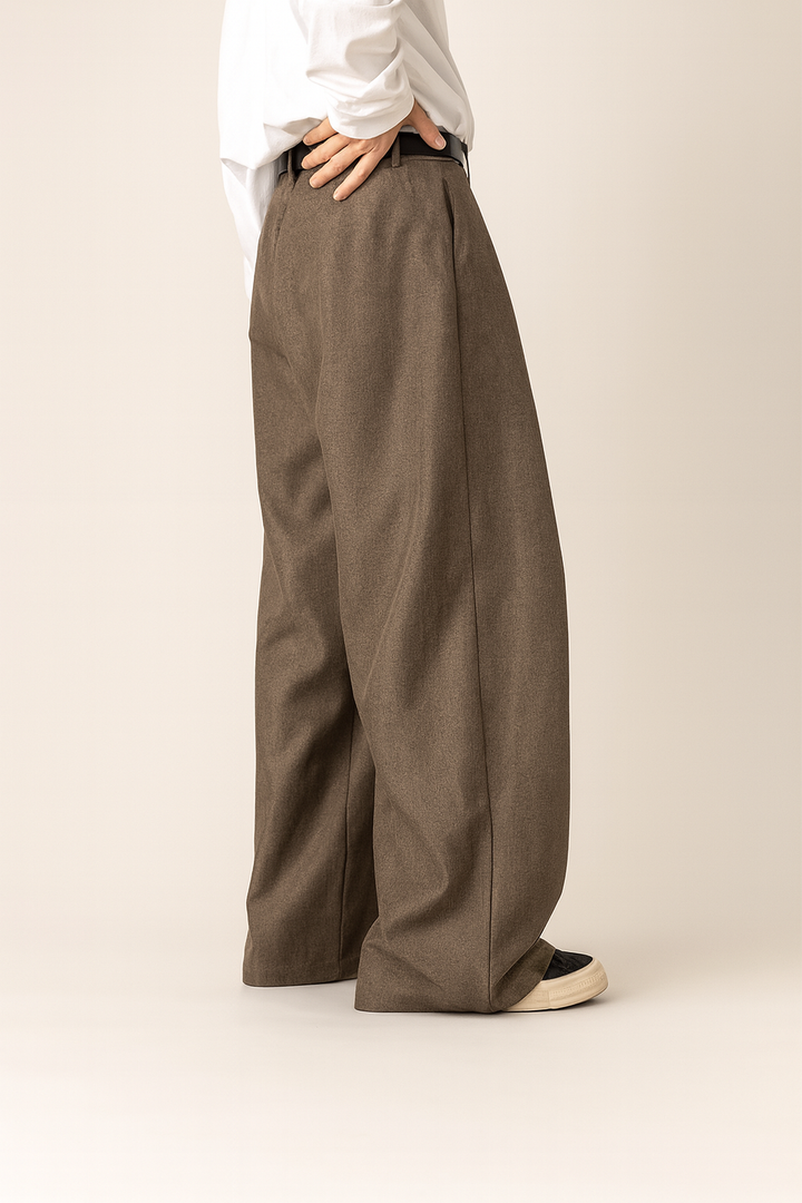 Men's Elegant High-Waisted Pleated Dress Pants