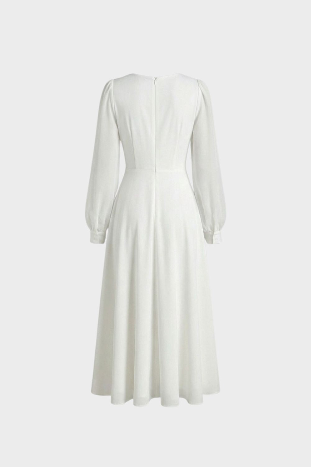 Elegant V-Neck Women's Long Sleeve Midi Dress