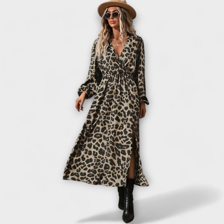 Elegant Women's Dress with Leopard Print - Stylish Spring Fashion
