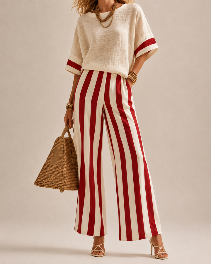 Casual Striped Women's Two-Piece Set