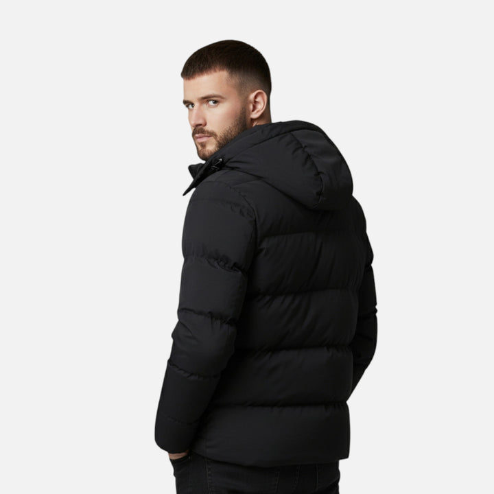 Warm Quilted Men's Hooded Down Jacket for Winter