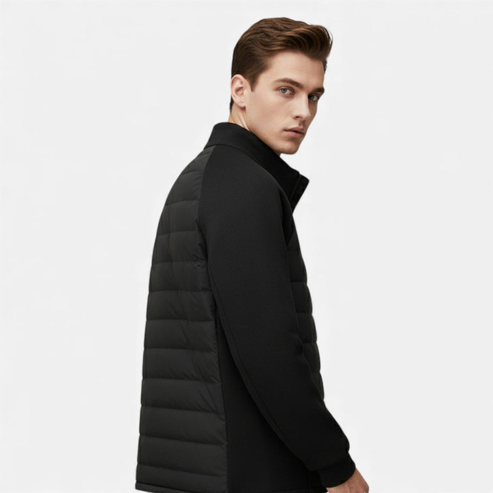 Quilted Warm Men's Down Jacket with Stand Collar