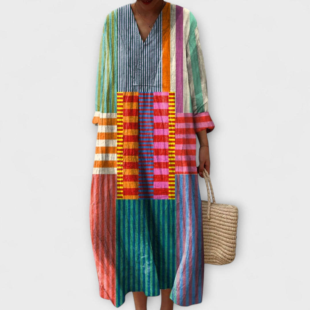 Elegant Women's Dress with Geometric Design - Versatile Silhouette