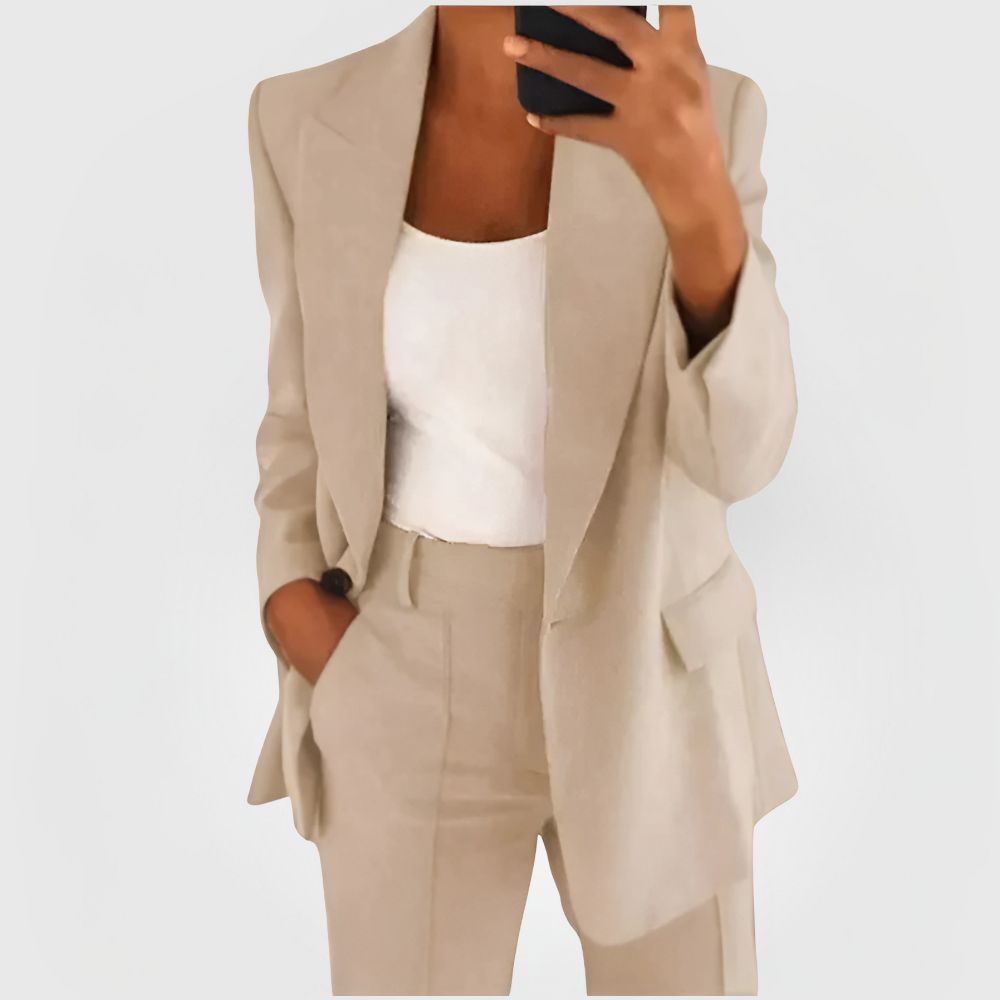 Elegant Women's Blazer Suit Set with Blazer and Pants