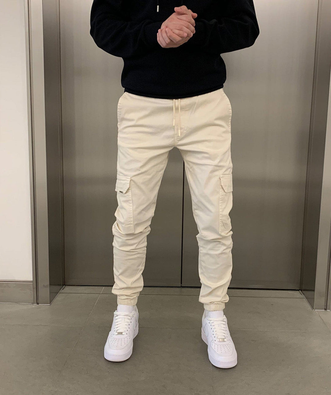 Men's Cargo Jogger Pants with Elastic Waistband - Streetstyle Cotton Blend