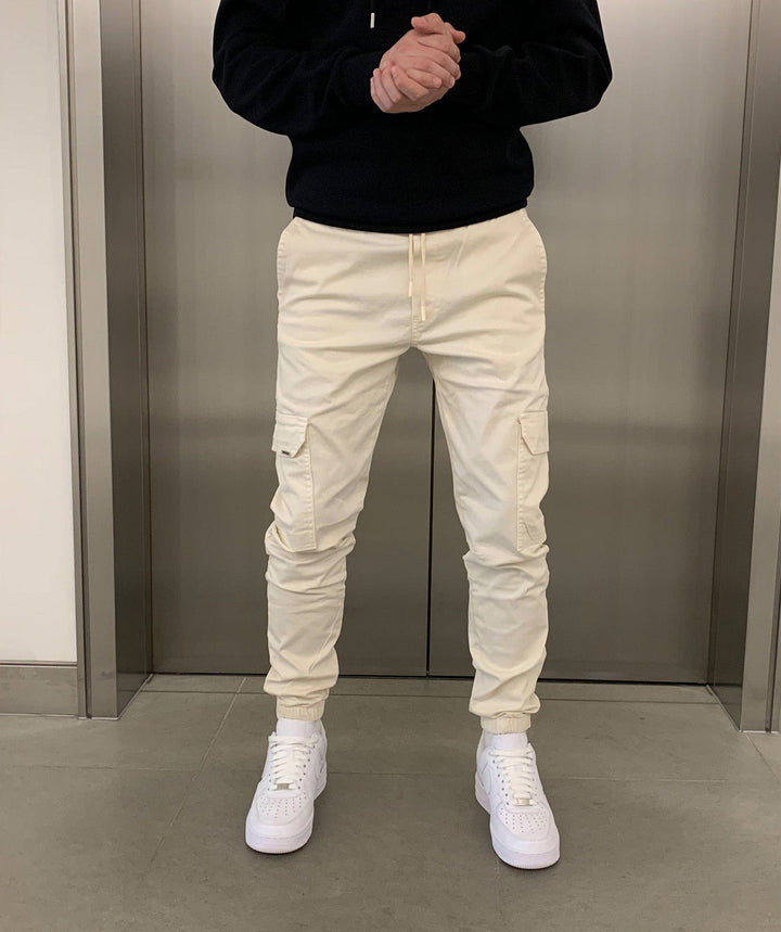 Men's Cargo Jogger Pants with Elastic Waistband - Streetstyle Cotton Blend