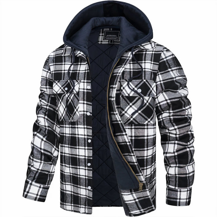 Men's Plaid Transitional Jacket with Zip Closure