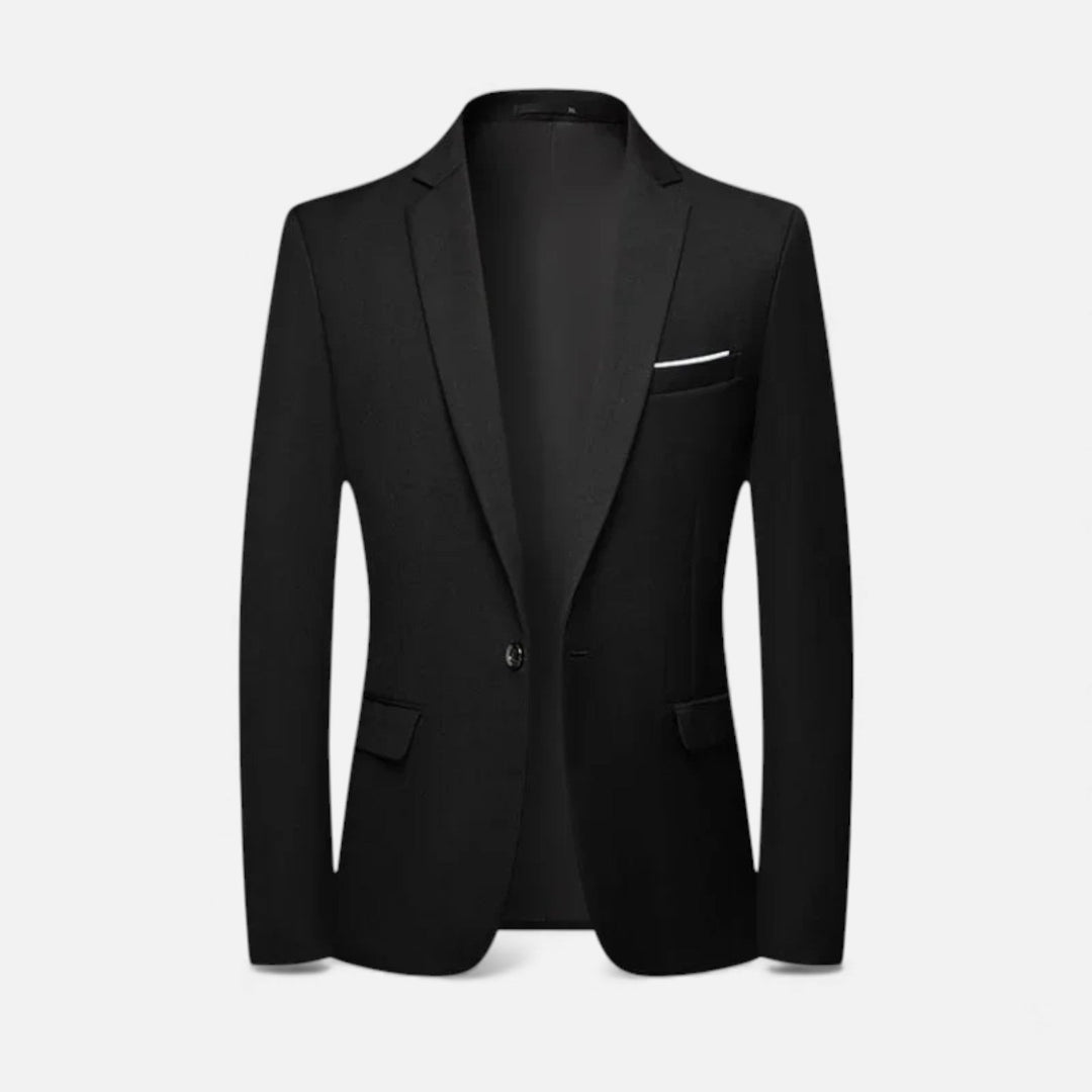 Elegant Single-Breasted Men's Blazer for Business and Formal Occasions