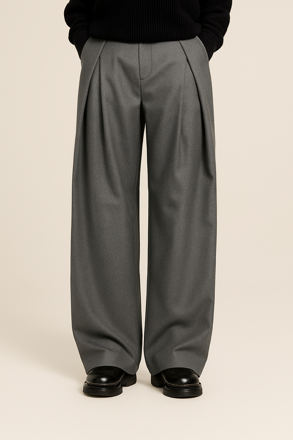 Men's Elegant High-Waisted Pleated Dress Pants