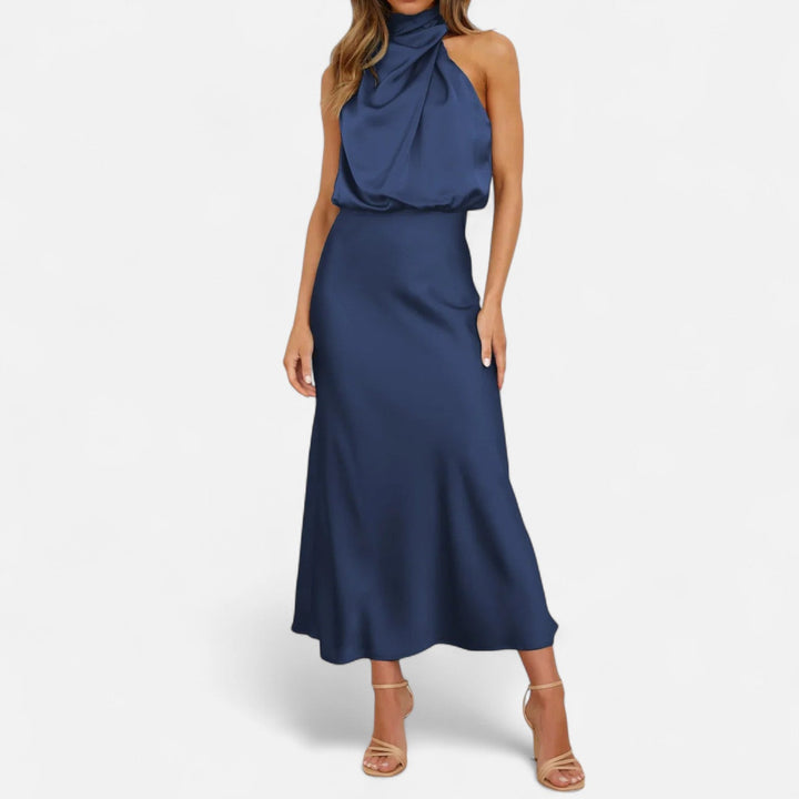 Women's Elegant Sleeveless Long Satin Dress