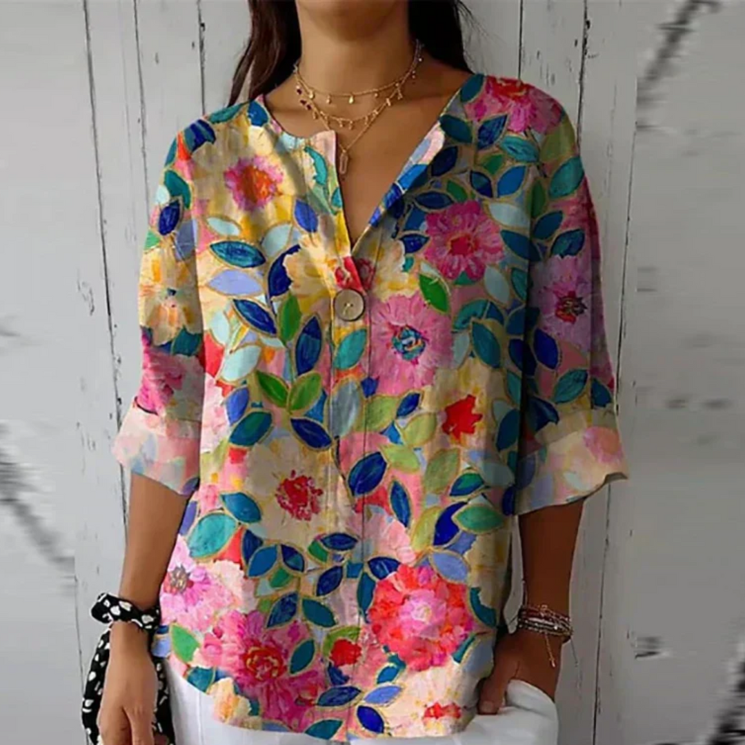 Elegant Floral Print Women's Blouse