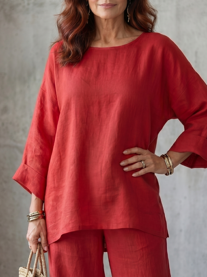 Comfortable Lightweight Women's Oversized Tunic Wide Leg Pant Set