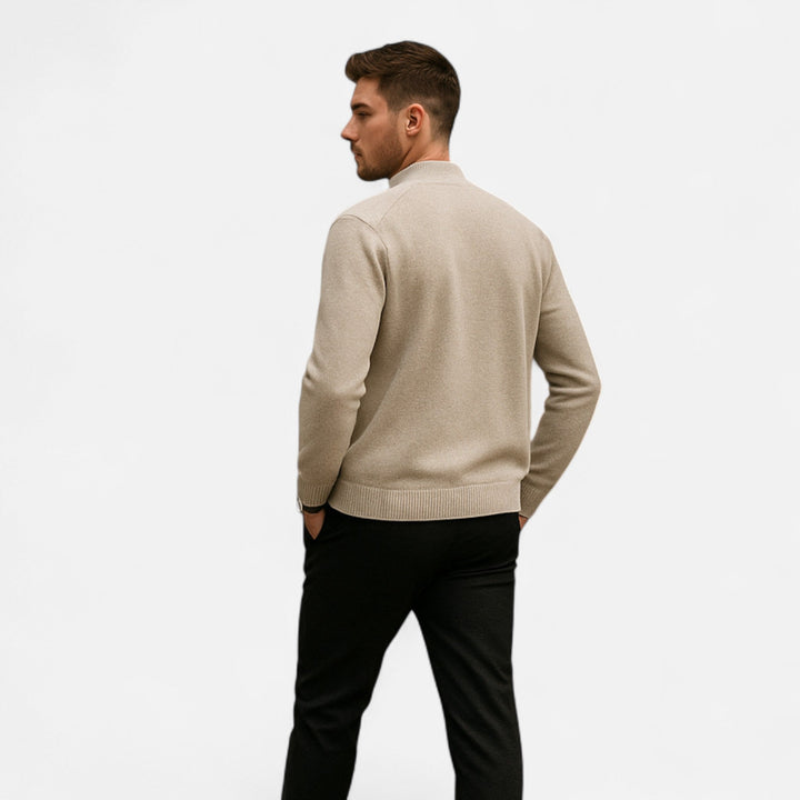 Warm Merino Wool Zip-Up Men's Cardigan