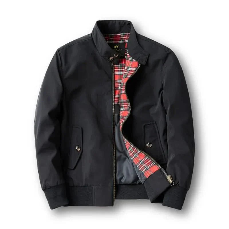 Classic Men's Bomber Jacket with Plaid Lining