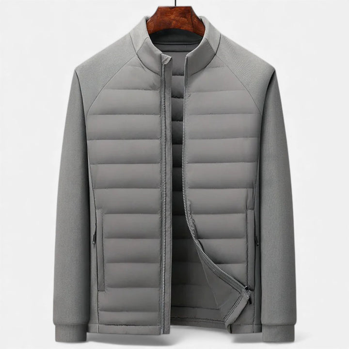 Quilted Warm Men's Down Jacket with Stand Collar