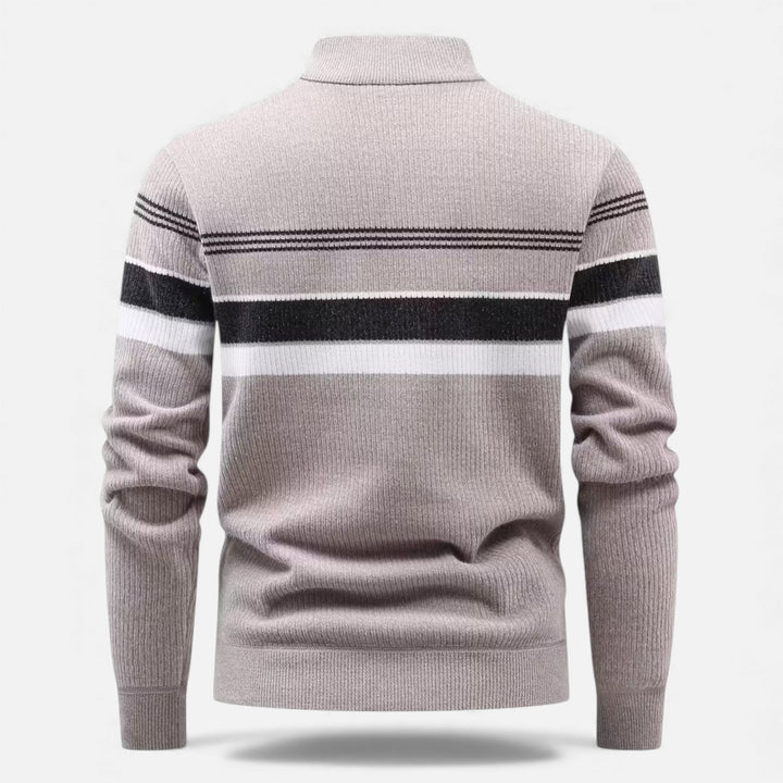 Men's Thick Striped Half-Zip Knit Sweater