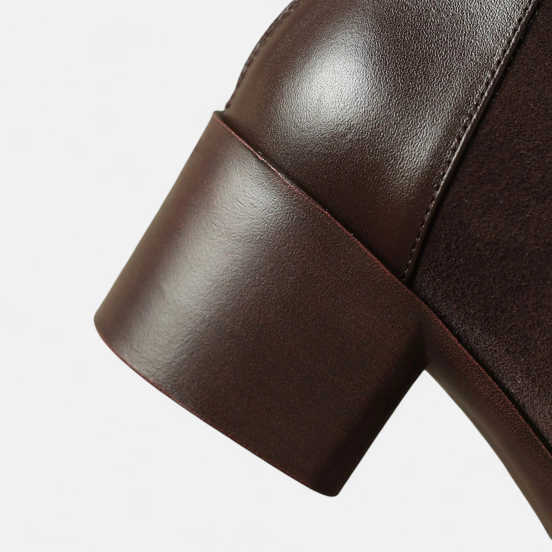 Women's Suede Ankle Boots with Square Toe and Mid Heel