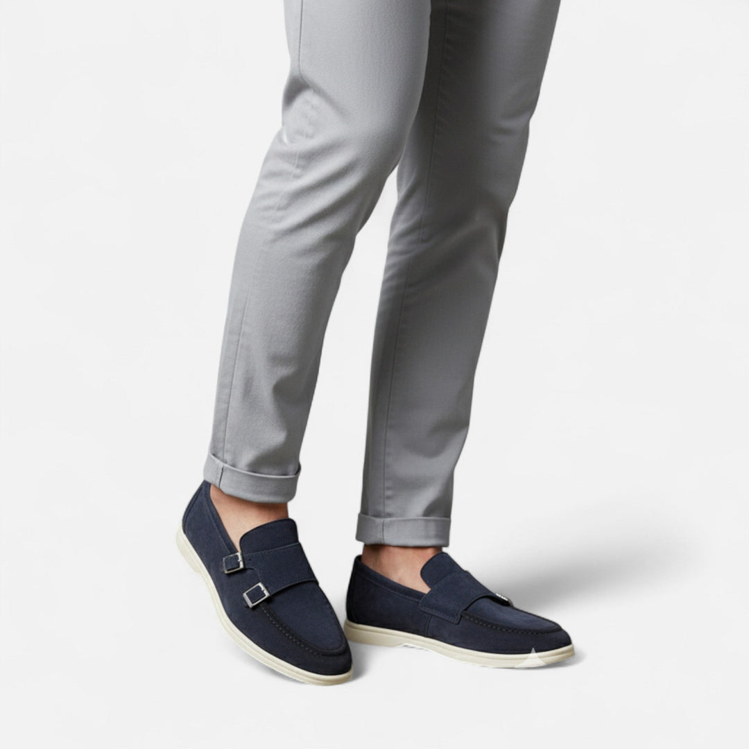 Elegant Suede Men's Monk-Strap Loafer - Slip-On Comfort