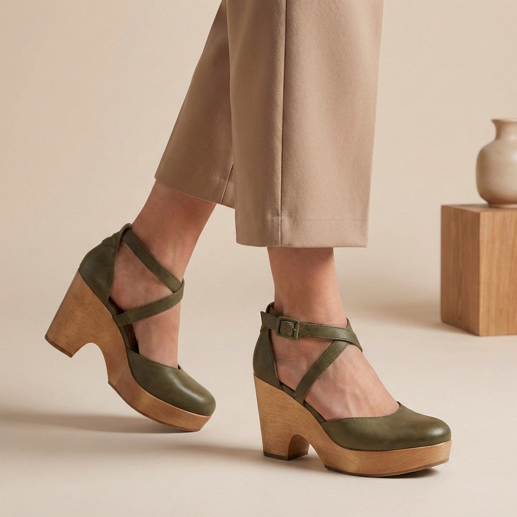 Elegant Women's Block Heel Strap Platform Heels