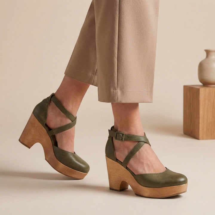 Elegant Women's Block Heel Strap Platform Heels