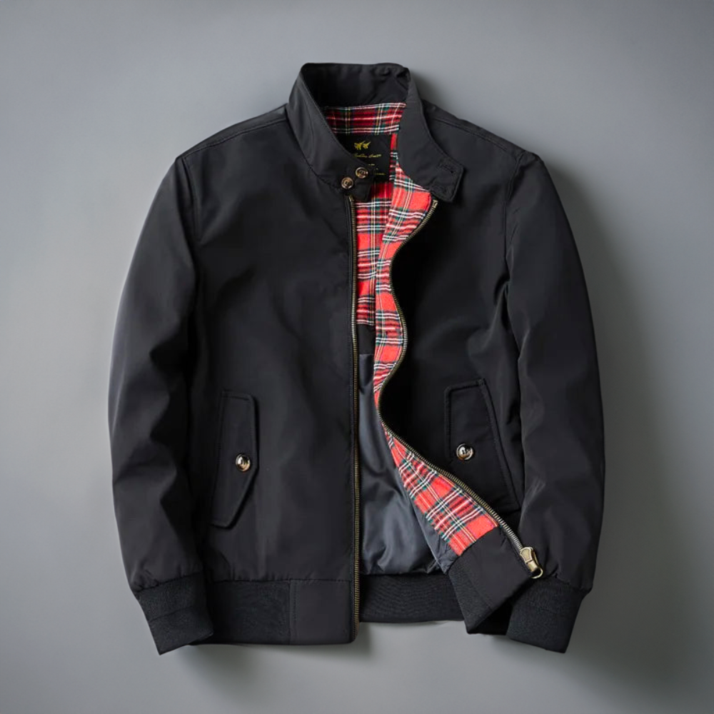 Classic Men's Bomber Jacket with Plaid Lining