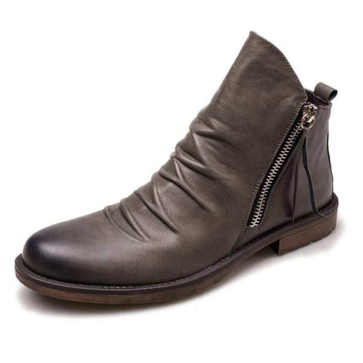 Men's Comfortable PU Leather Boots with Zipper - Non-Slip and Breathable