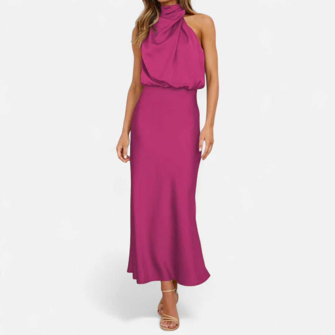 Women's Elegant Sleeveless Long Satin Dress