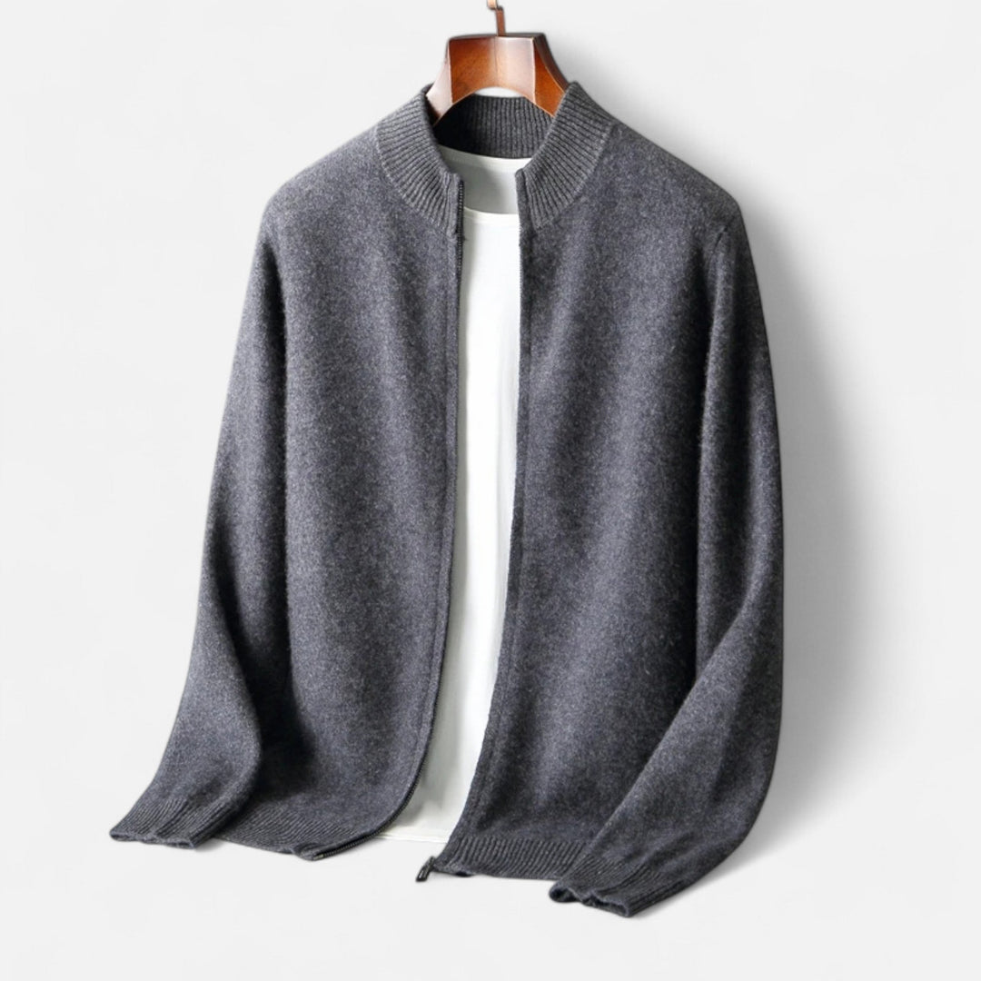 Warm Merino Wool Zip-Up Men's Cardigan