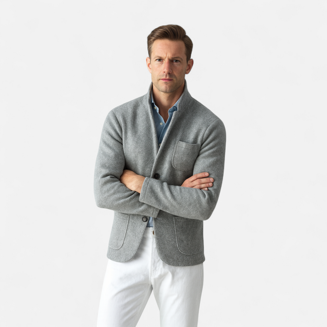 Retro Men's Wool Stand Collar Jacket